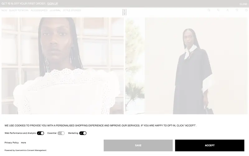 By Malene Birger 웹사이트 데스크톱 화면 스크린샷 — 실험적인, 모노크롬 스타일
