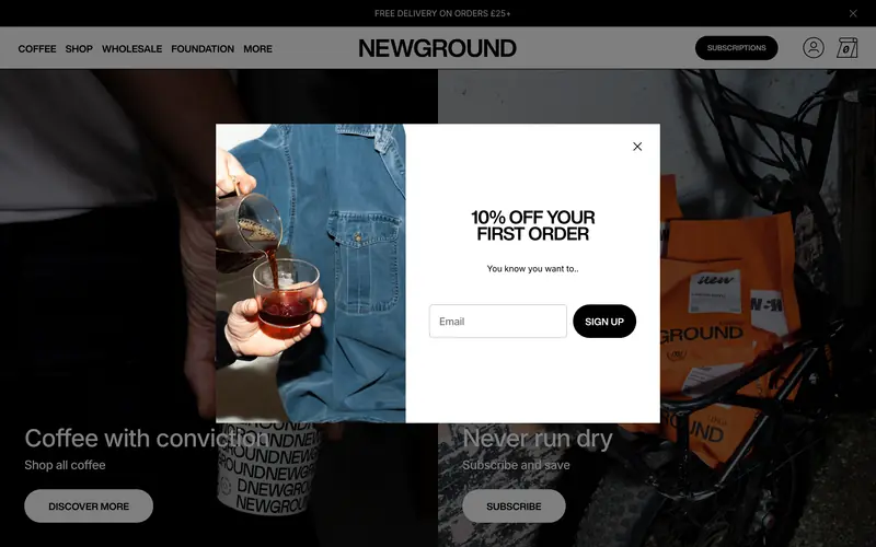NewGround Coffee 데스크톱 화면