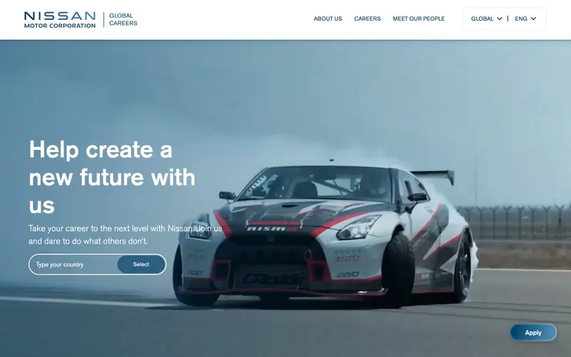 Nissan Motor Corporation - Global Career Website 데스크톱 화면