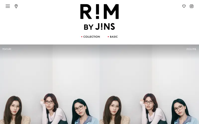 RIM by JINS 웹사이트 데스크톱 화면 스크린샷 — 일러스트레이션, 다크 모드 스타일