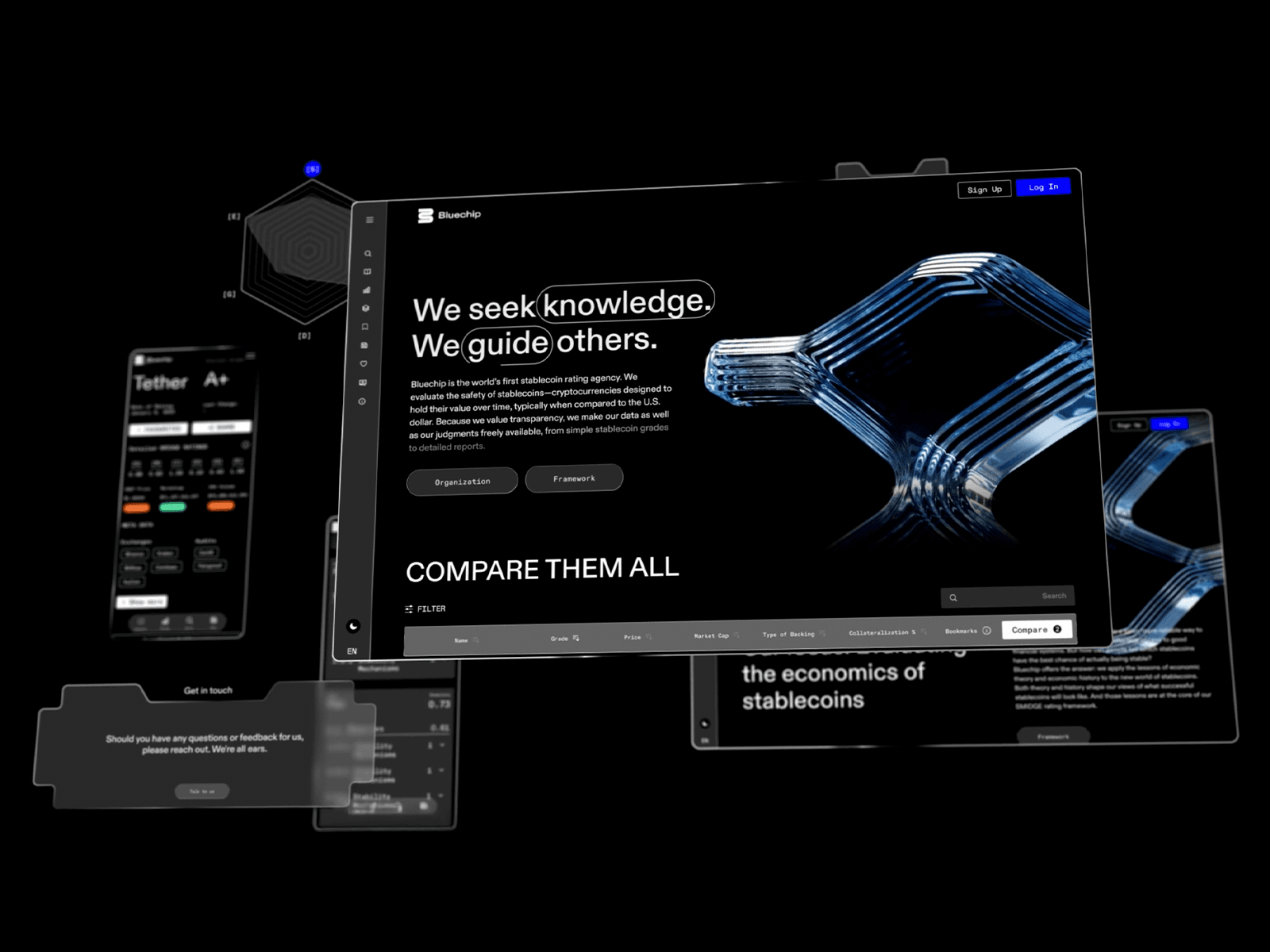 Bluechip 웹사이트 데스크톱 화면 스크린샷 — 모노크롬 스타일