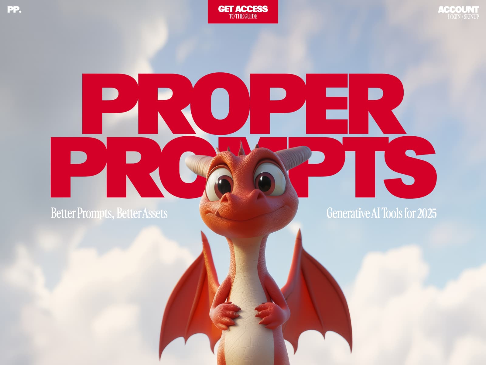 Proper Prompts 웹사이트 데스크톱 화면 스크린샷 — 다크 모드 스타일