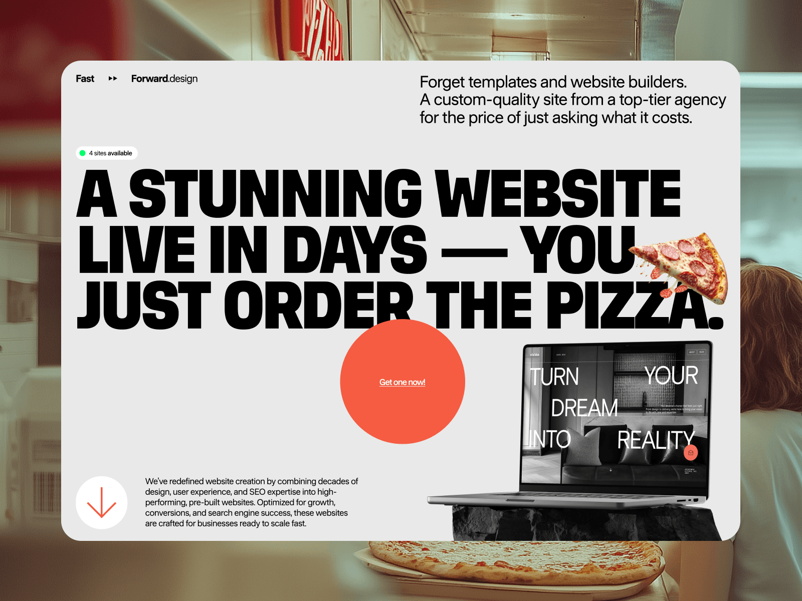 FastForward.design 웹사이트 데스크톱 화면 스크린샷 — 일러스트레이션 스타일