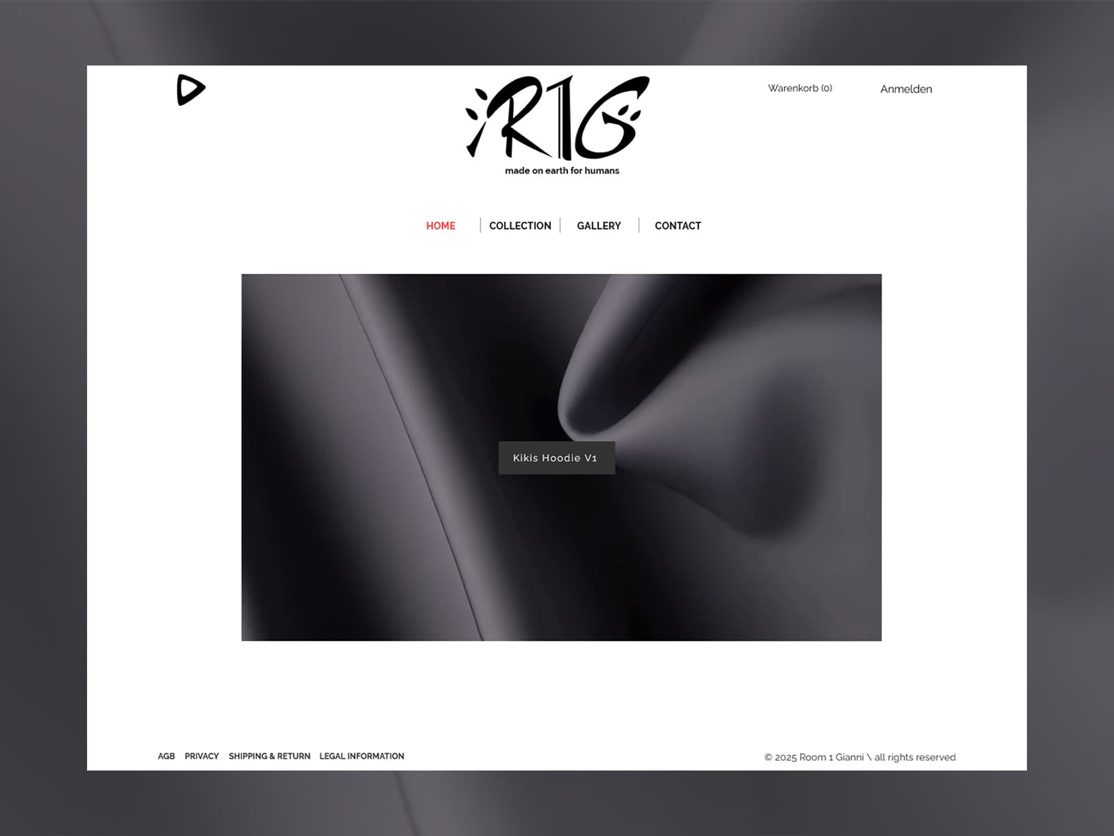 Room 1 Gianni 웹사이트 데스크톱 화면 스크린샷 — 모노크롬 스타일