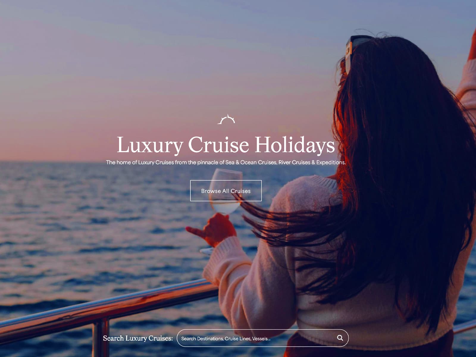 LuxuryCruiseTickets.com 웹사이트 데스크톱 화면 스크린샷 — 레트로 스타일
