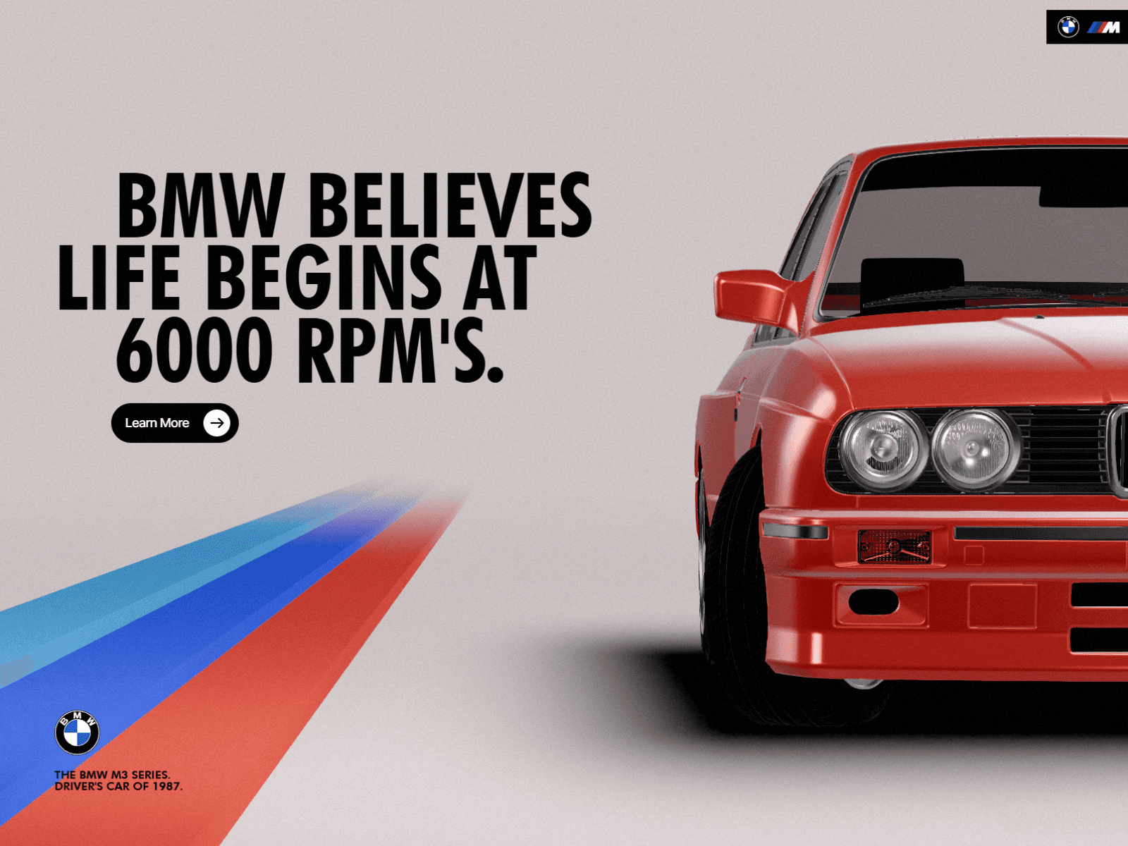 Concept BMW I PeachWeb Builder 웹사이트 데스크톱 화면 스크린샷 — 다크 모드 스타일