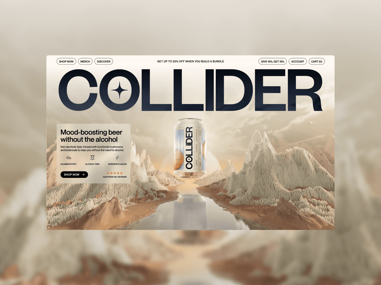 Collider 웹사이트 데스크톱 화면 스크린샷 — 다크 모드 스타일