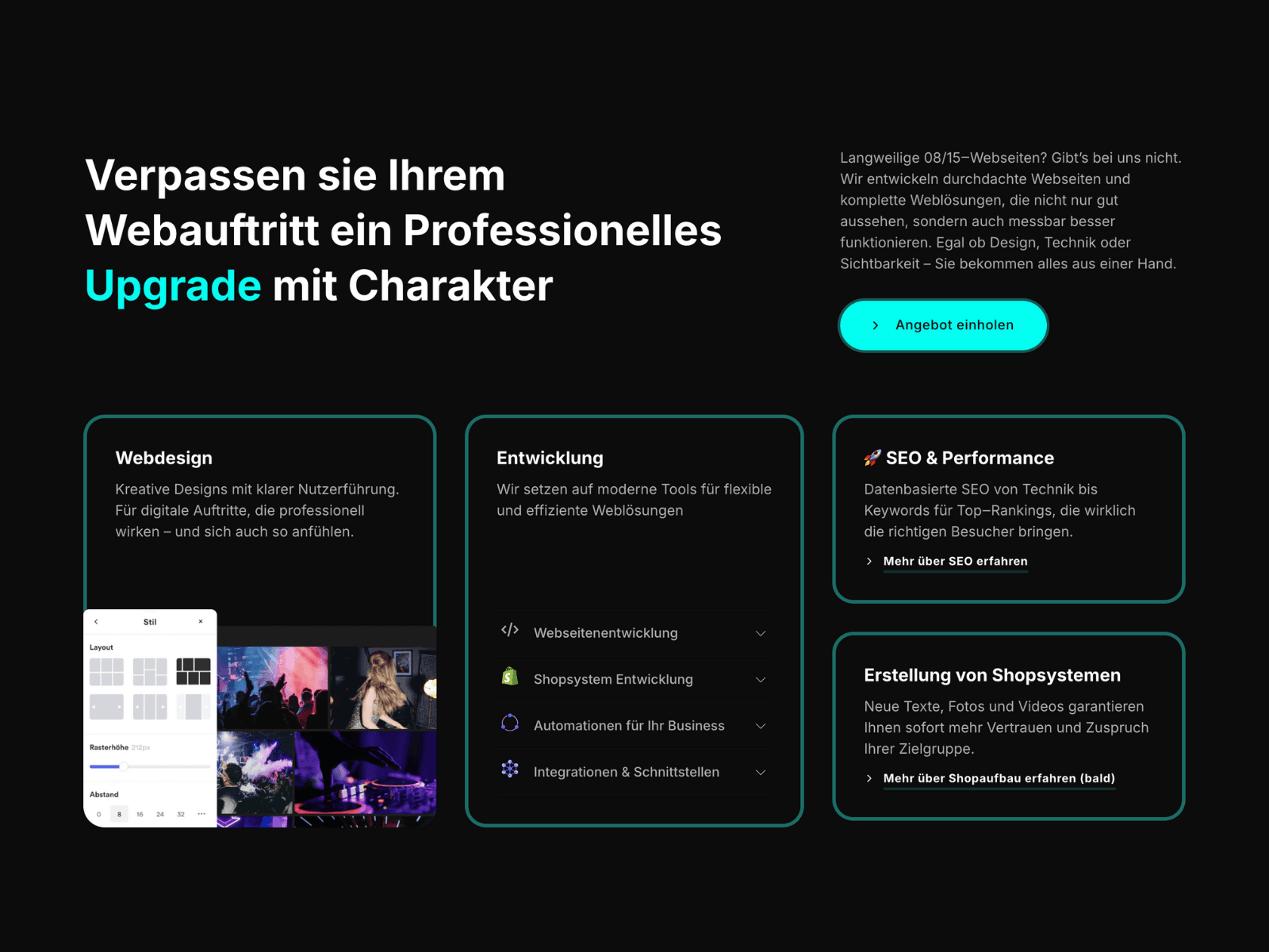 rups-digital-solutions.de 웹사이트 데스크톱 화면 스크린샷 — 다크 모드 스타일