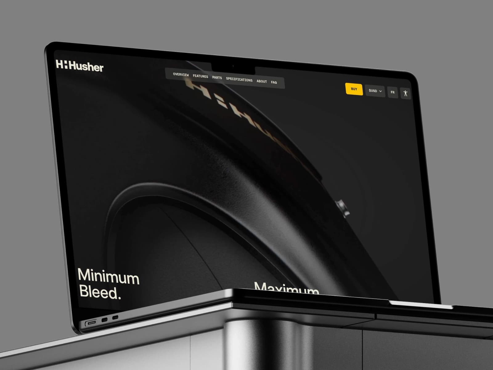 HHHusher 웹사이트 데스크톱 화면 스크린샷 — 미니멀 스타일