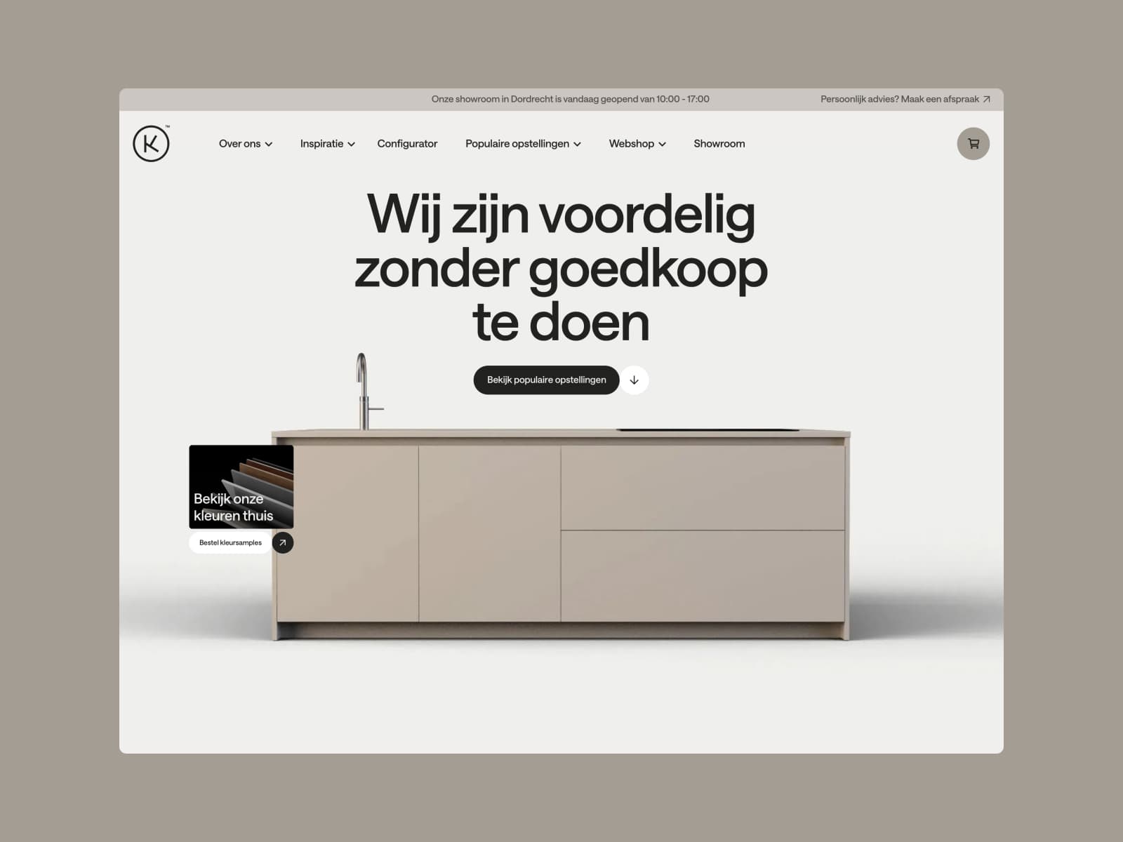 KeukenKastenFabriek 웹사이트 데스크톱 화면 스크린샷 — 실험적인 스타일