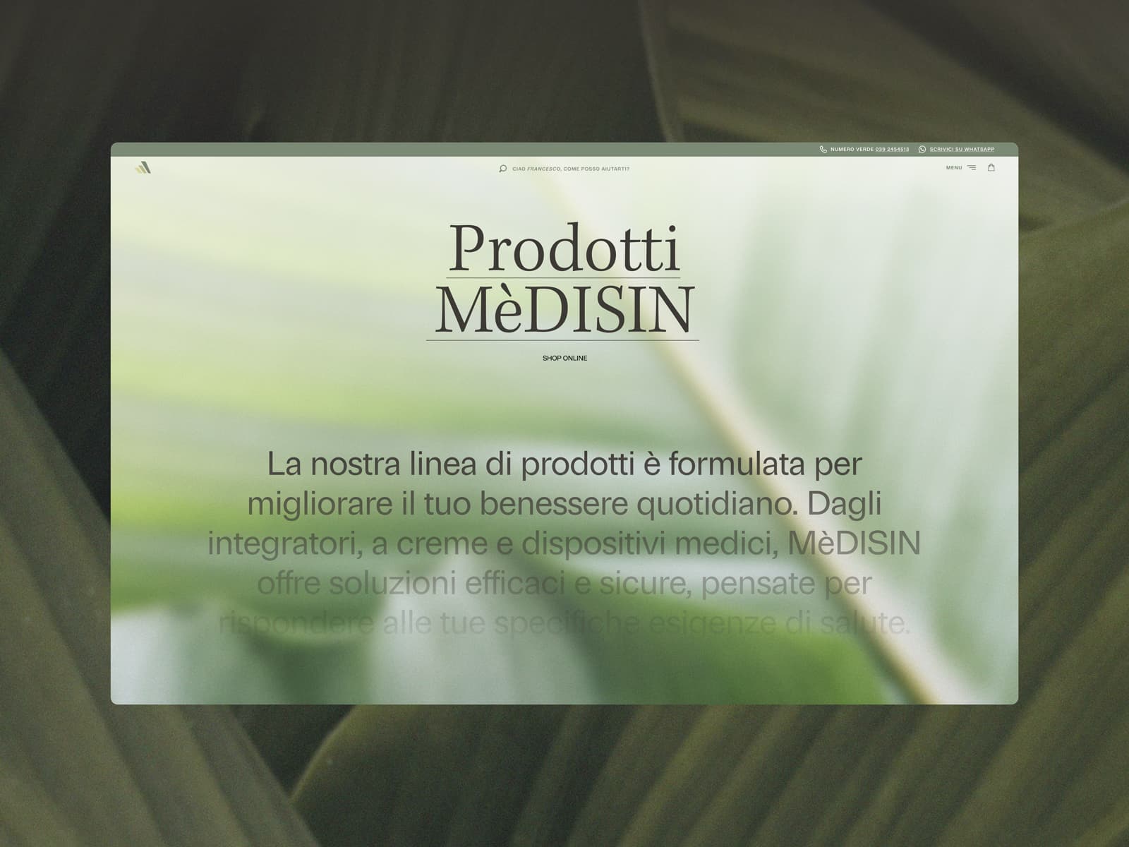 MèDISIN 웹사이트 데스크톱 화면 스크린샷 — 실험적인 스타일