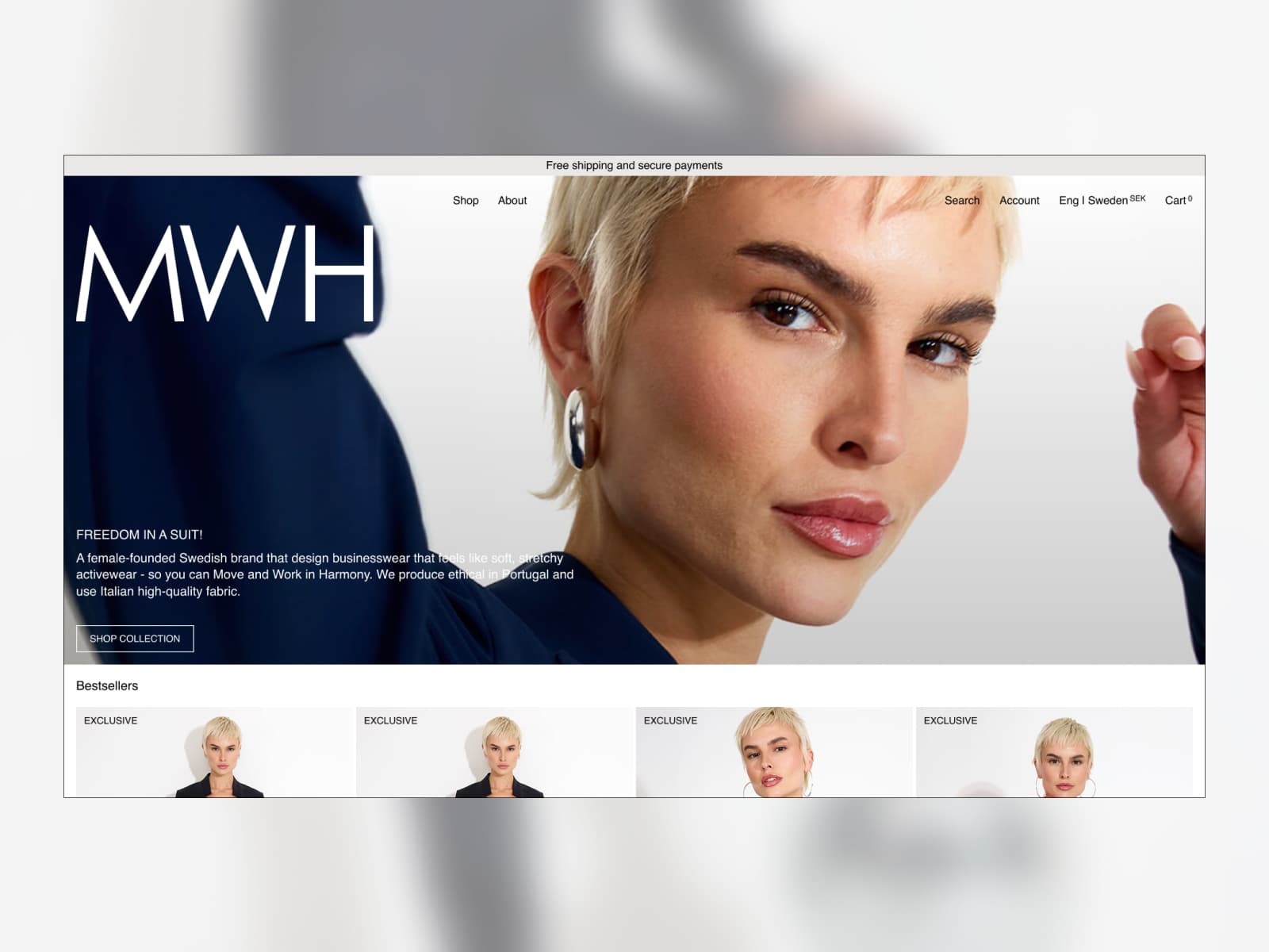 MWH of Sweden 웹사이트 데스크톱 화면 스크린샷 — 모노크롬 스타일