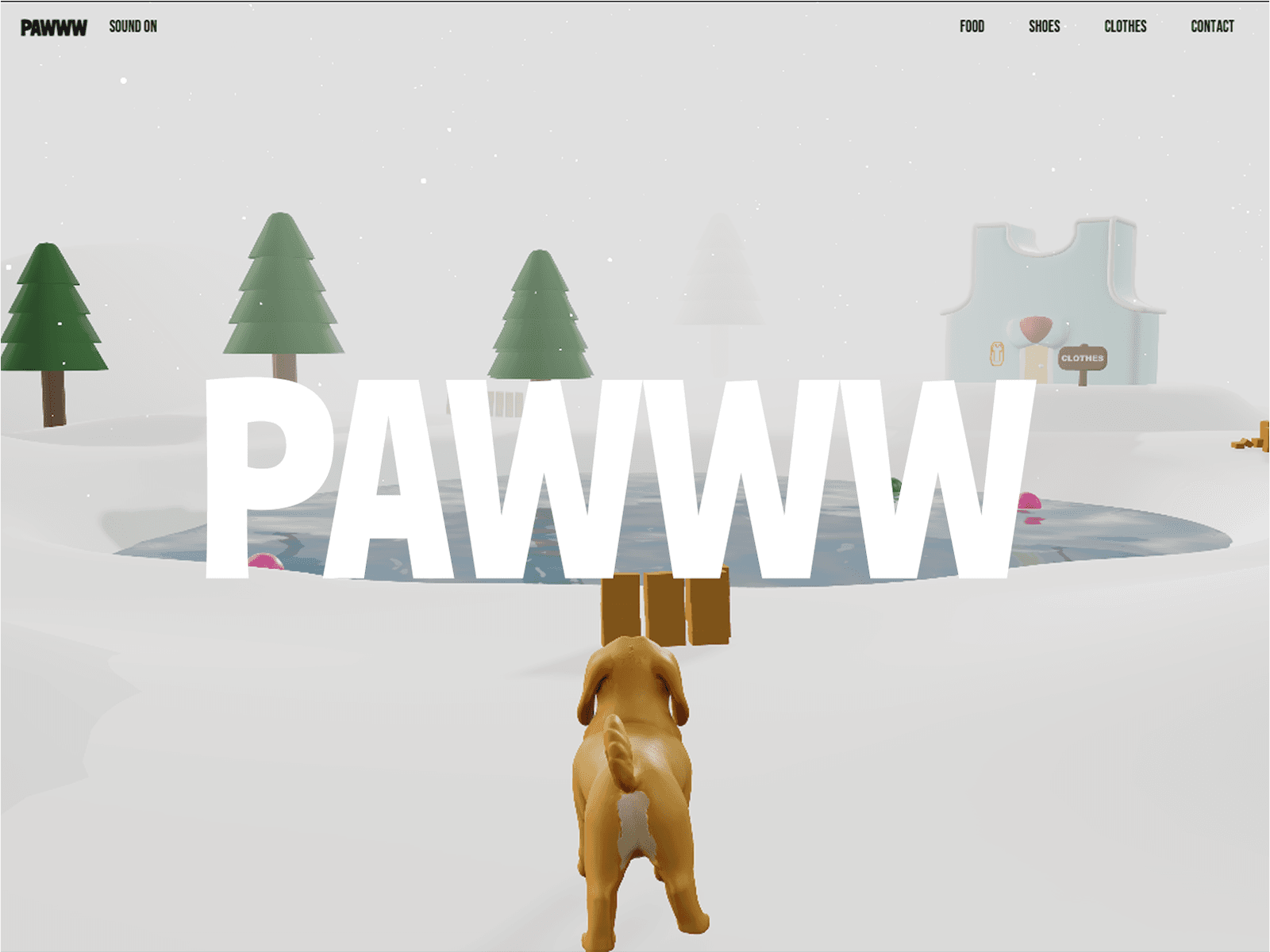PAWWW 웹사이트 데스크톱 화면 스크린샷 — 실험적인 스타일