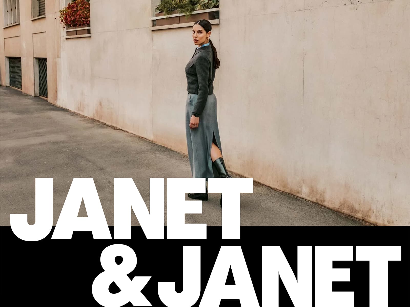 JANET & JANET 웹사이트 데스크톱 화면 스크린샷 — 모노크롬 스타일