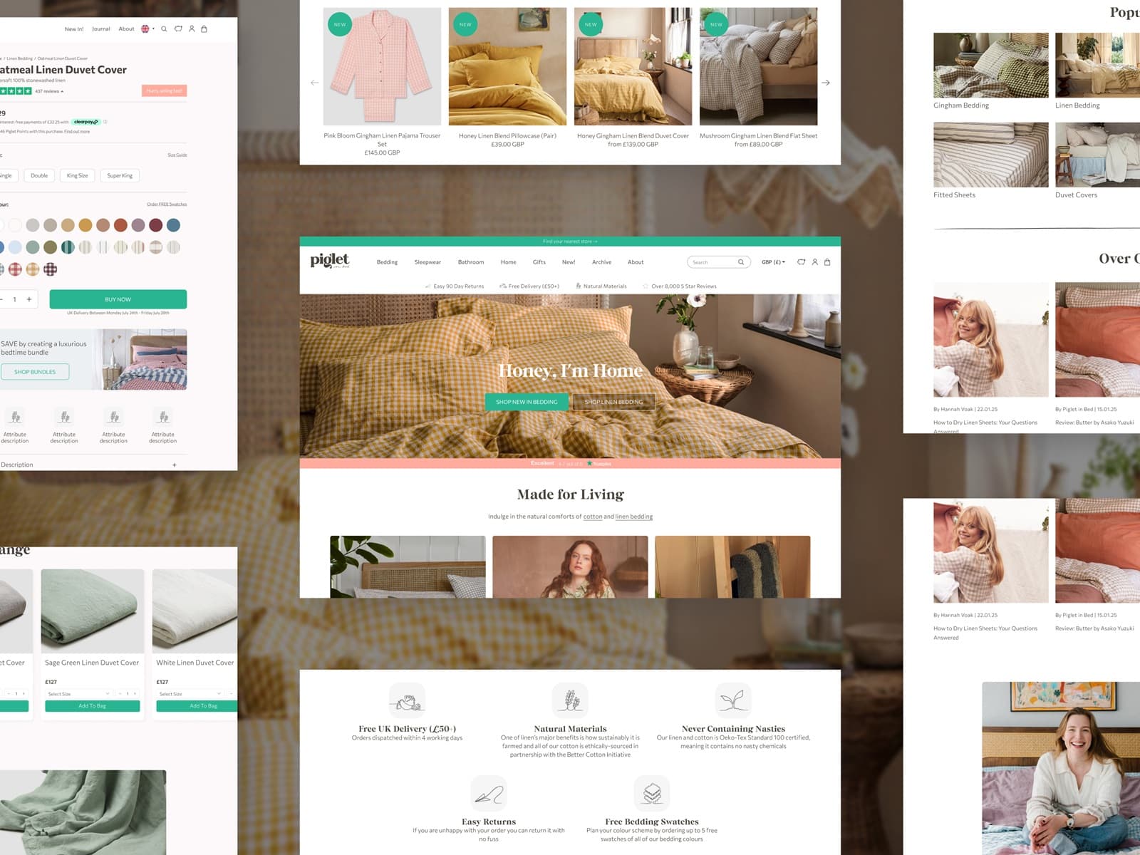 Piglet In Bed 웹사이트 데스크톱 화면 스크린샷 — 모노크롬 스타일