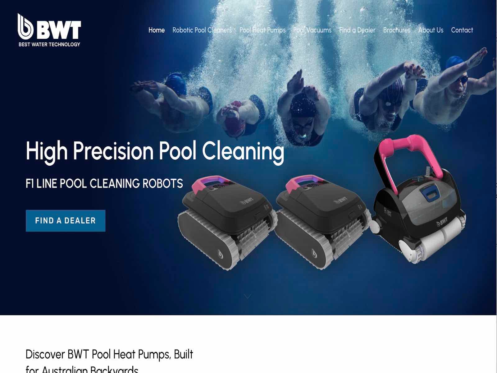 BWT Pools 웹사이트 데스크톱 화면 스크린샷 — 컬러풀 스타일