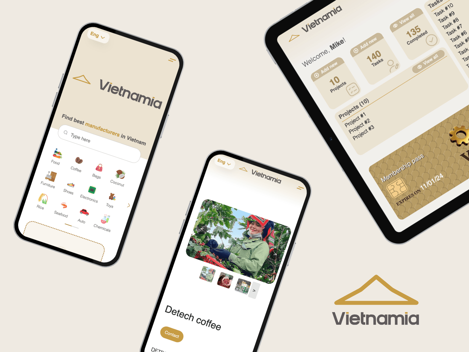 Vietnamia 웹사이트 데스크톱 화면 스크린샷 — 3D 스타일