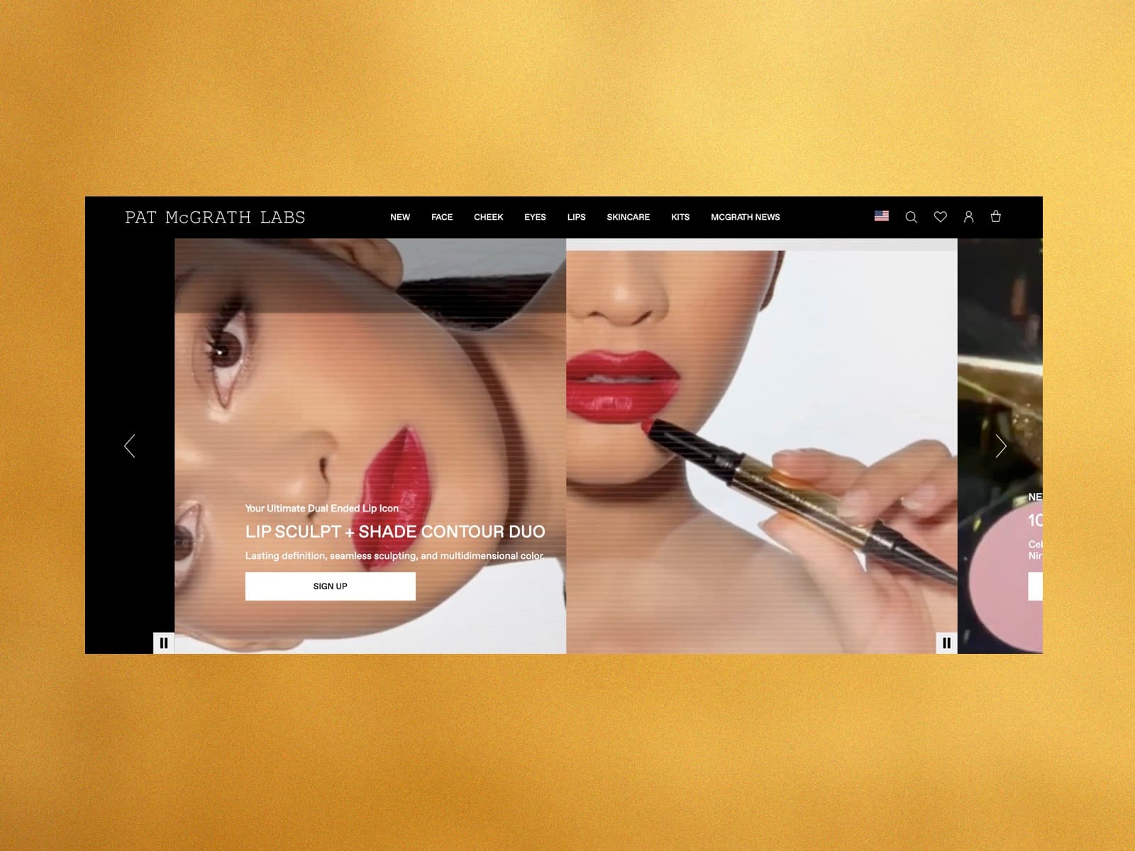 Pat McGrath 웹사이트 데스크톱 화면 스크린샷 — 플레이풀 스타일