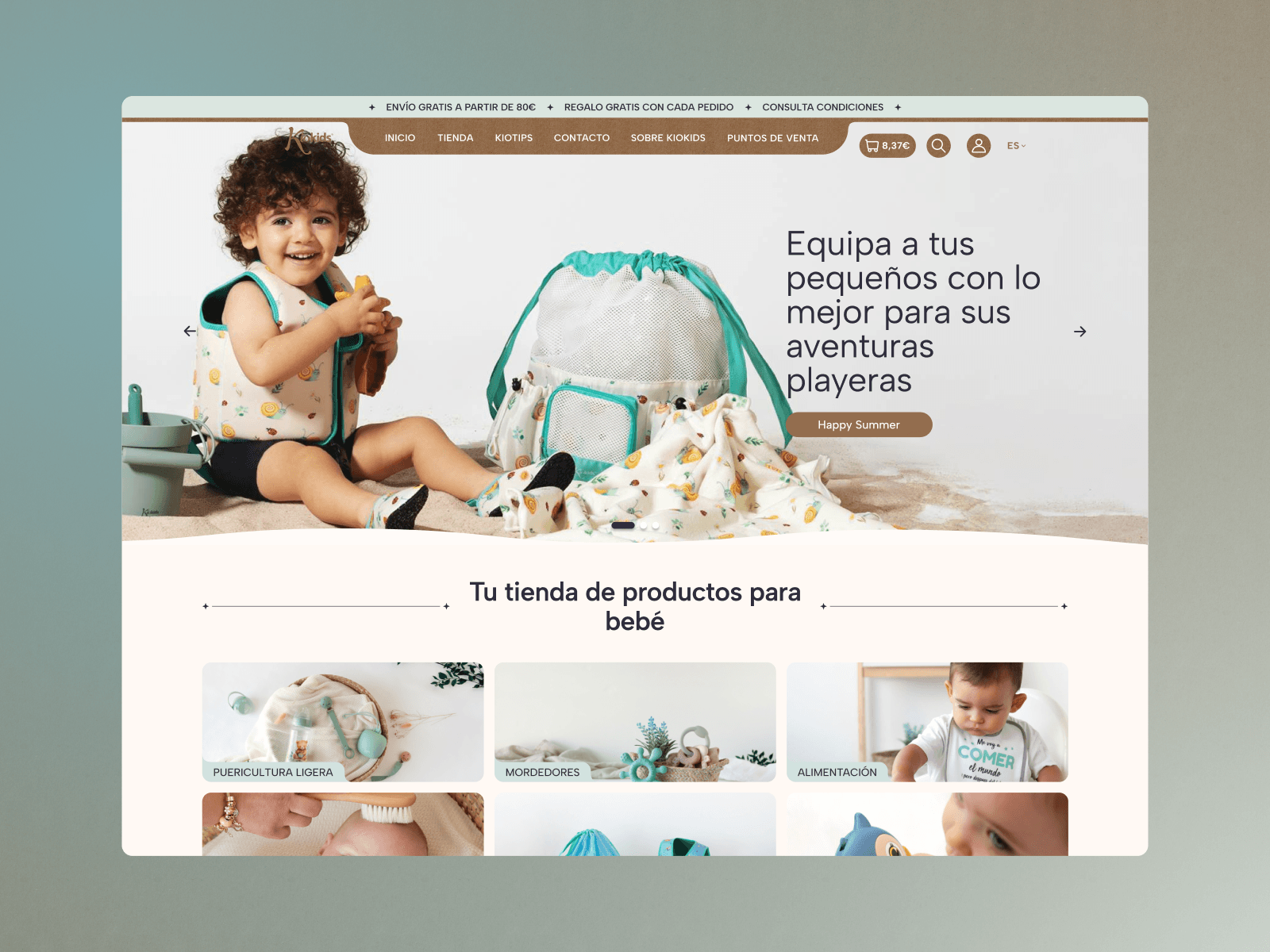 KioKids 웹사이트 데스크톱 화면 스크린샷 — 3D 스타일