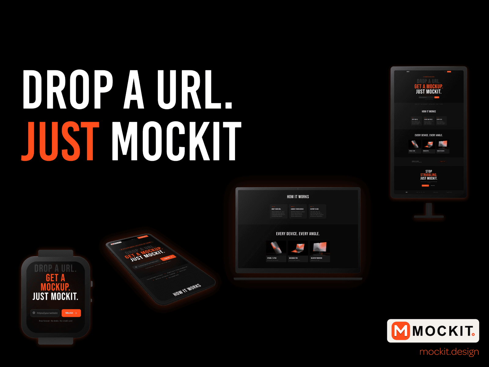 Mockit — Free 3D Device Mockup Generator 데스크톱 화면