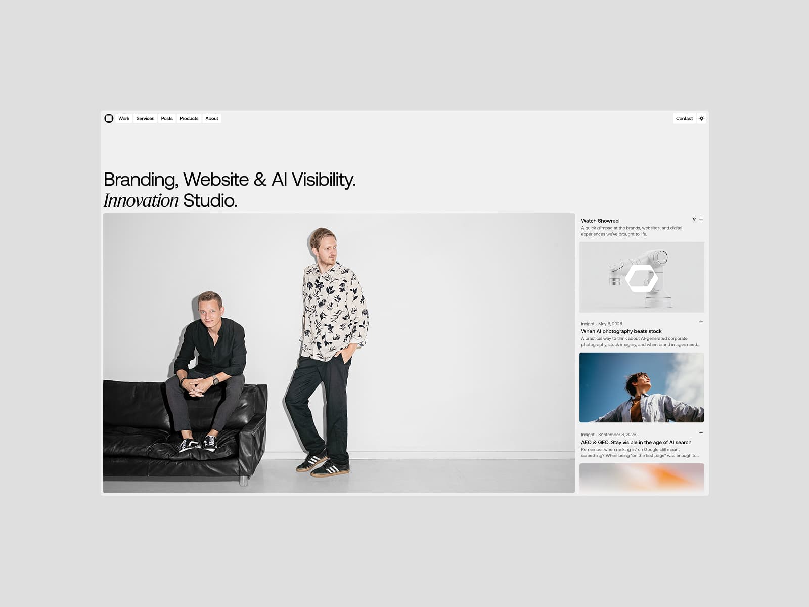 Oimachi – Design, AI & Webflow Excellence Studio. 데스크톱 화면