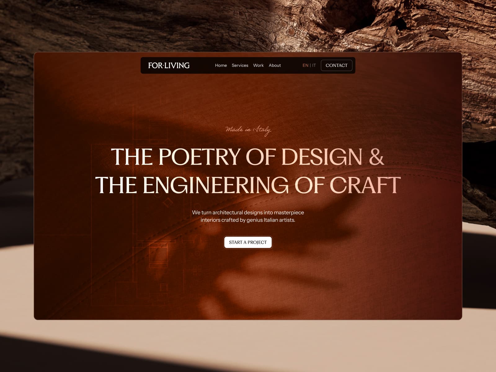 FOR LIVING | Homepage 데스크톱 화면