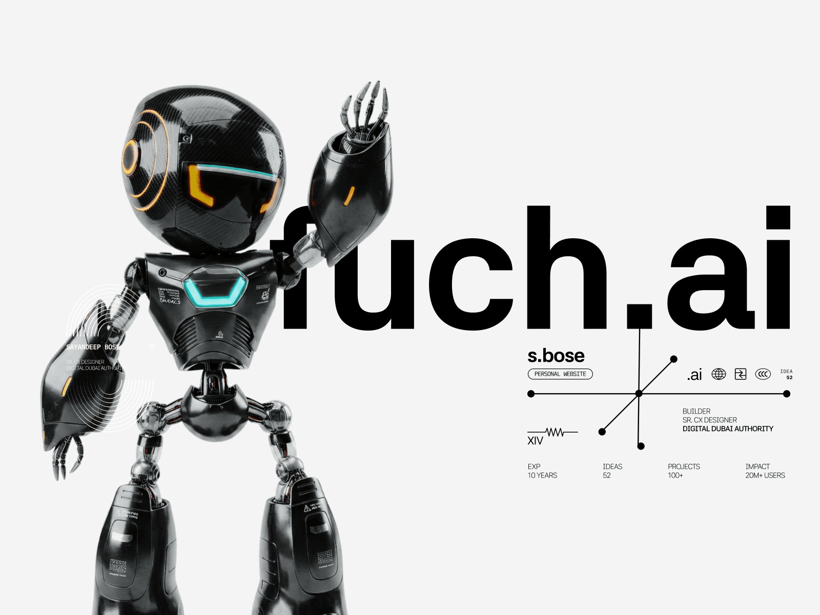 fuch.ai — Sayandeep Bose · a portfolio you meet, not read 데스크톱 화면