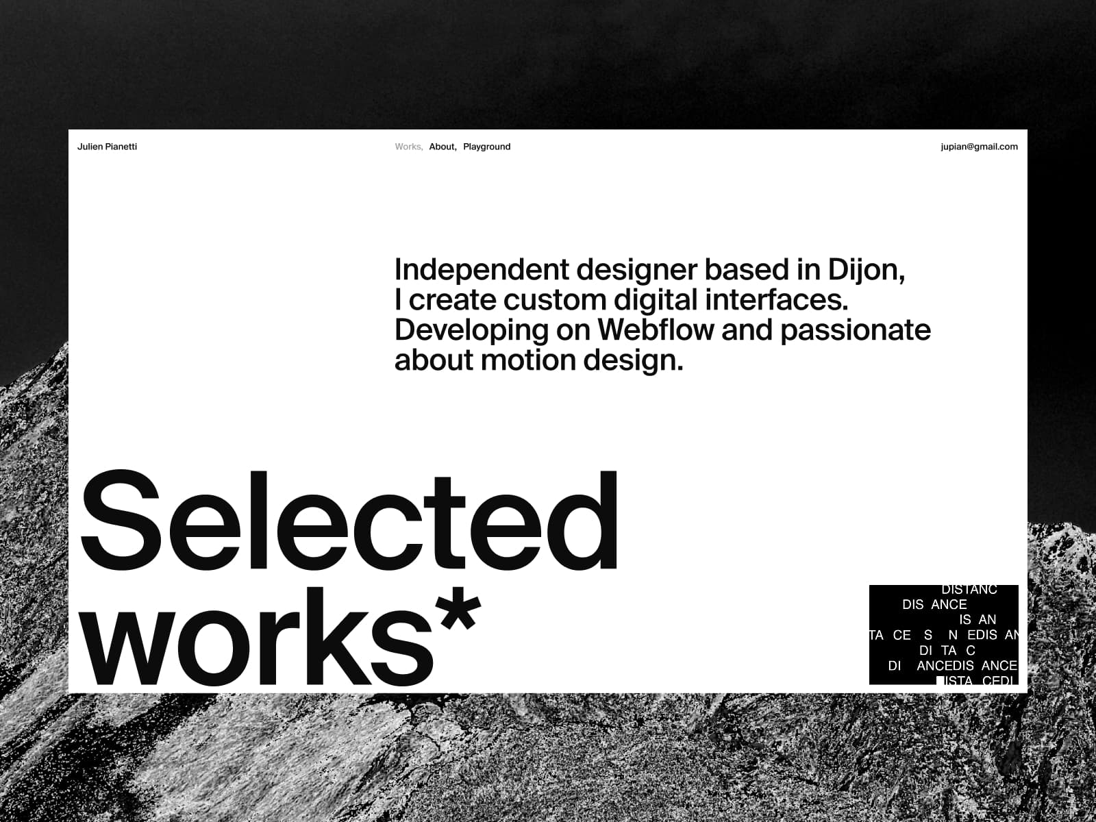Julien Pianetti | Independent Designer, Webflow Developer & Motion 데스크톱 화면