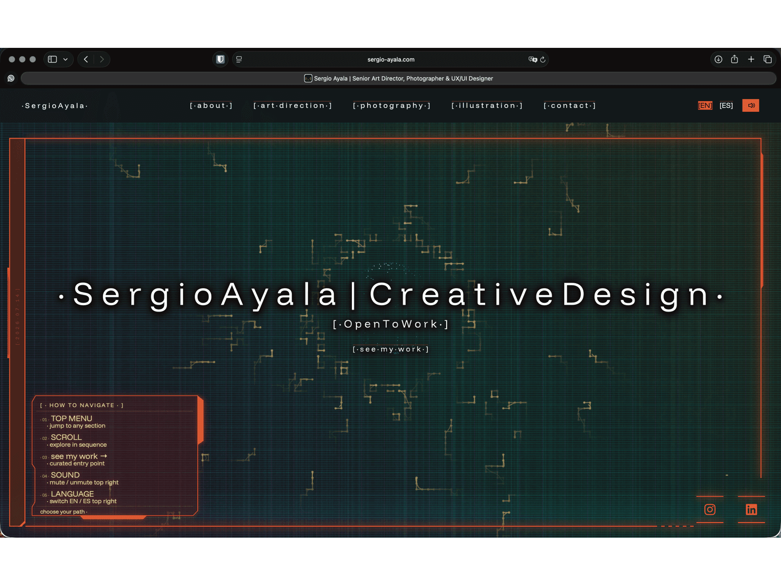 Sergio Ayala | Senior Art Director, Photographer & UX/UI Designer 데스크톱 화면