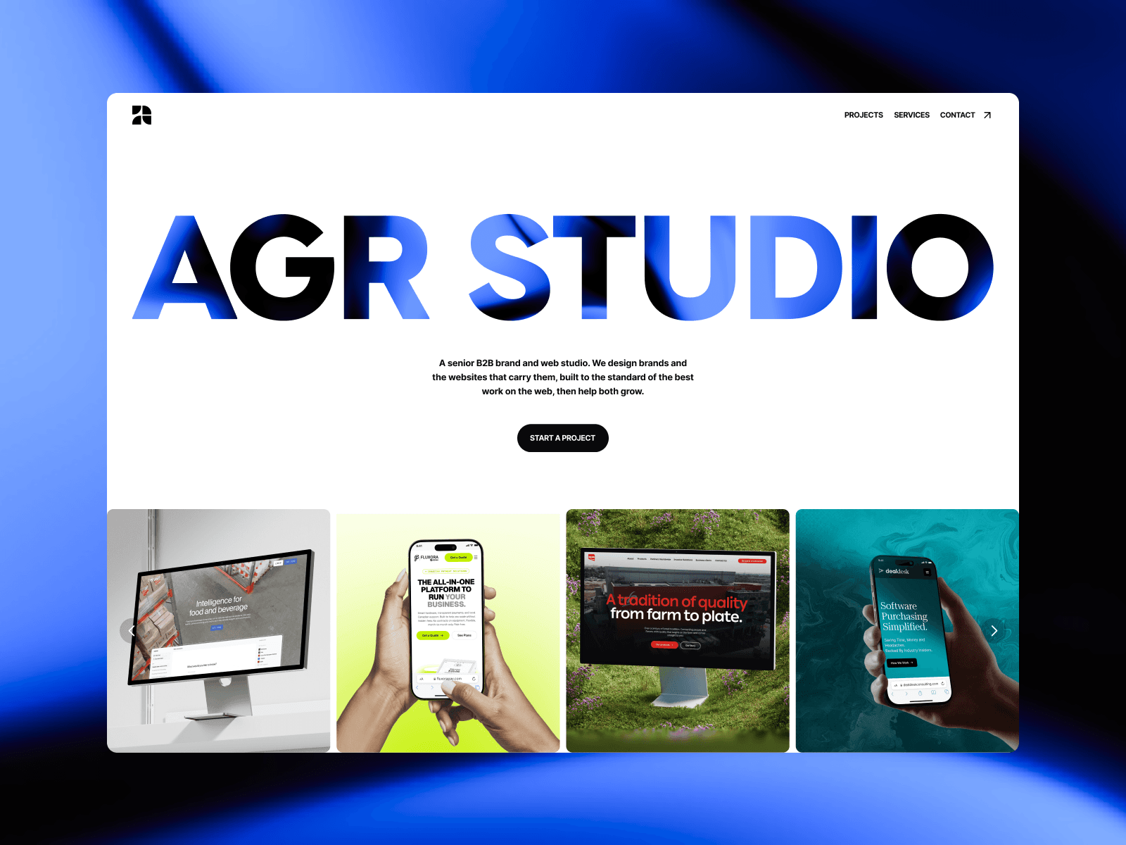 AGR Studio | B2B Brand & Web Studio 데스크톱 화면