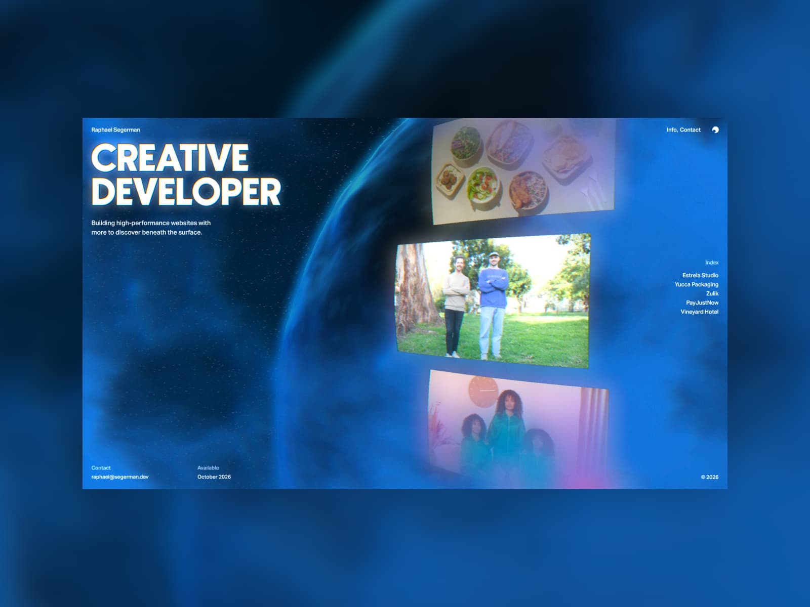 Raphael Segerman | Creative Developer 데스크톱 화면