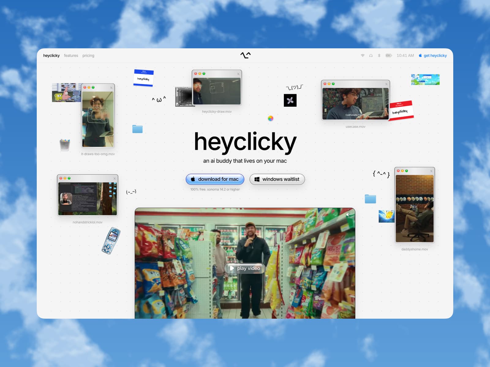 heyclicky - an ai buddy on your mac 데스크톱 화면