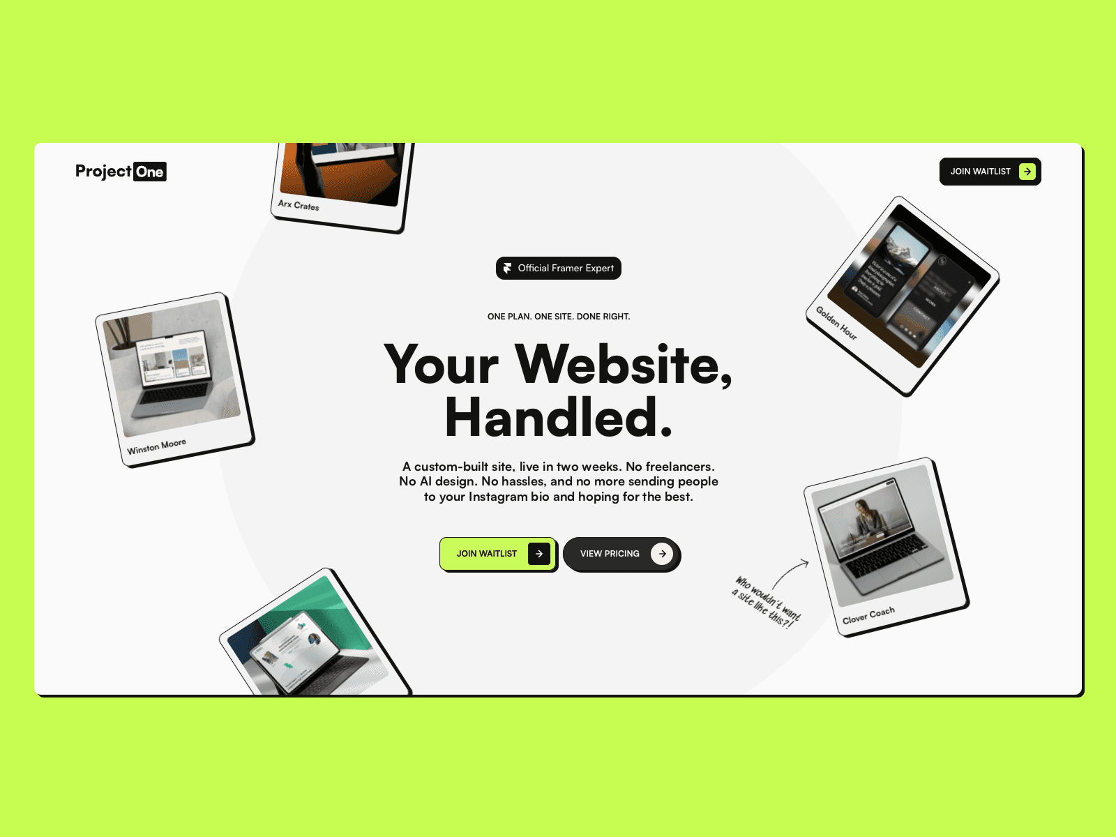 ProjectOne - Custom Designed Website in Framer - Small Business 데스크톱 화면