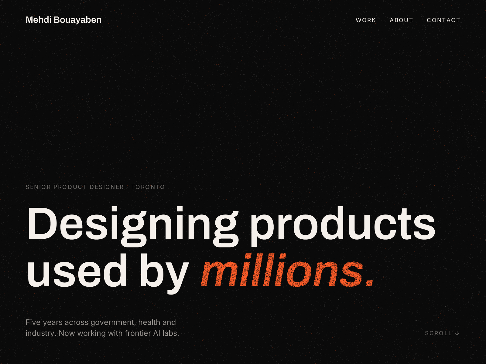 Mehdi Bouayaben — Senior Product Designer 데스크톱 화면