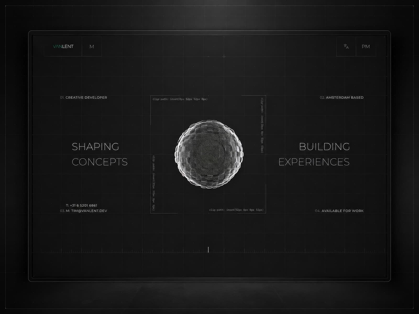 VAN LENT | Creative Developer, Amsterdam 데스크톱 화면