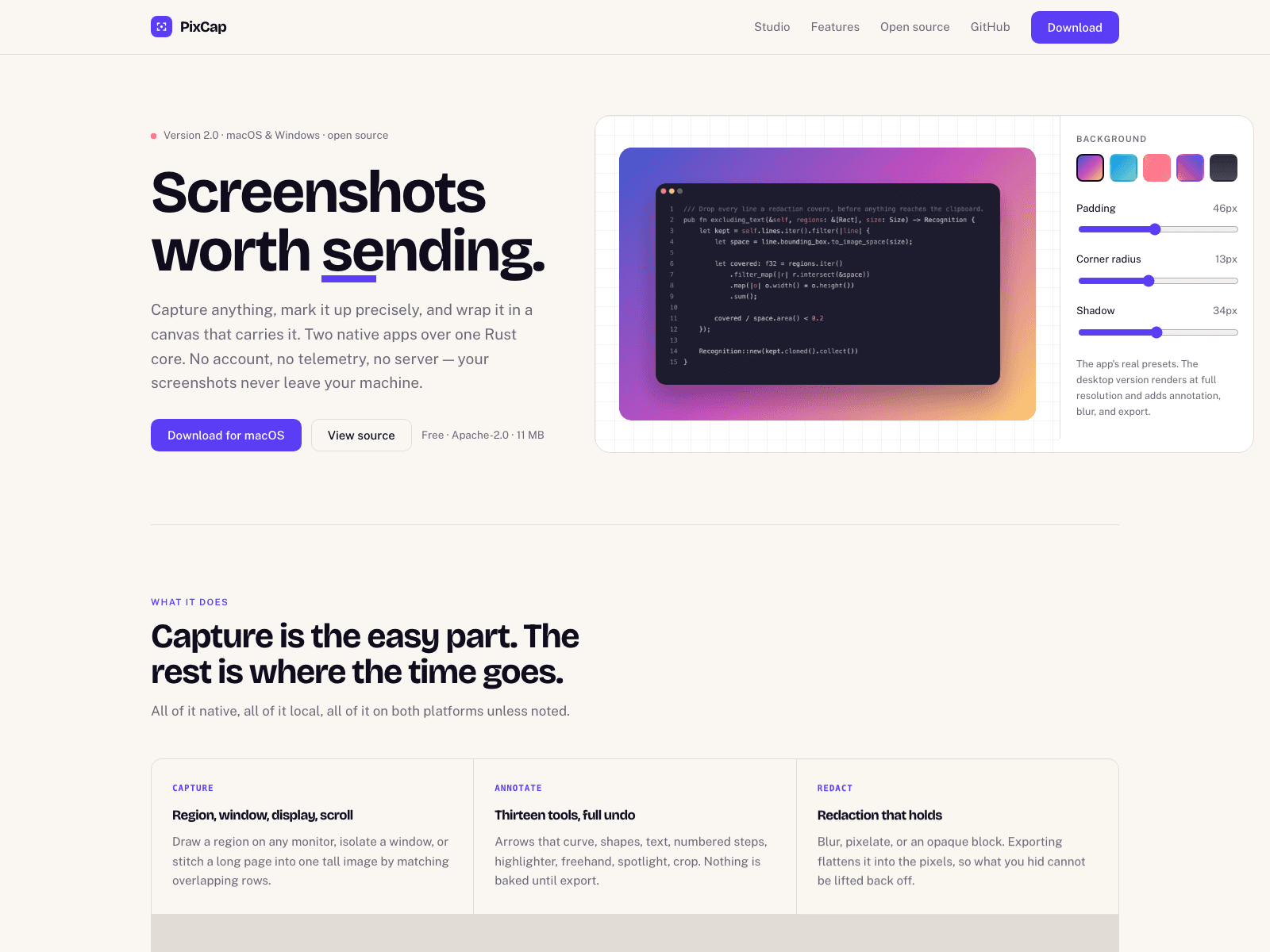 PixCap — Screenshots worth sending 데스크톱 화면
