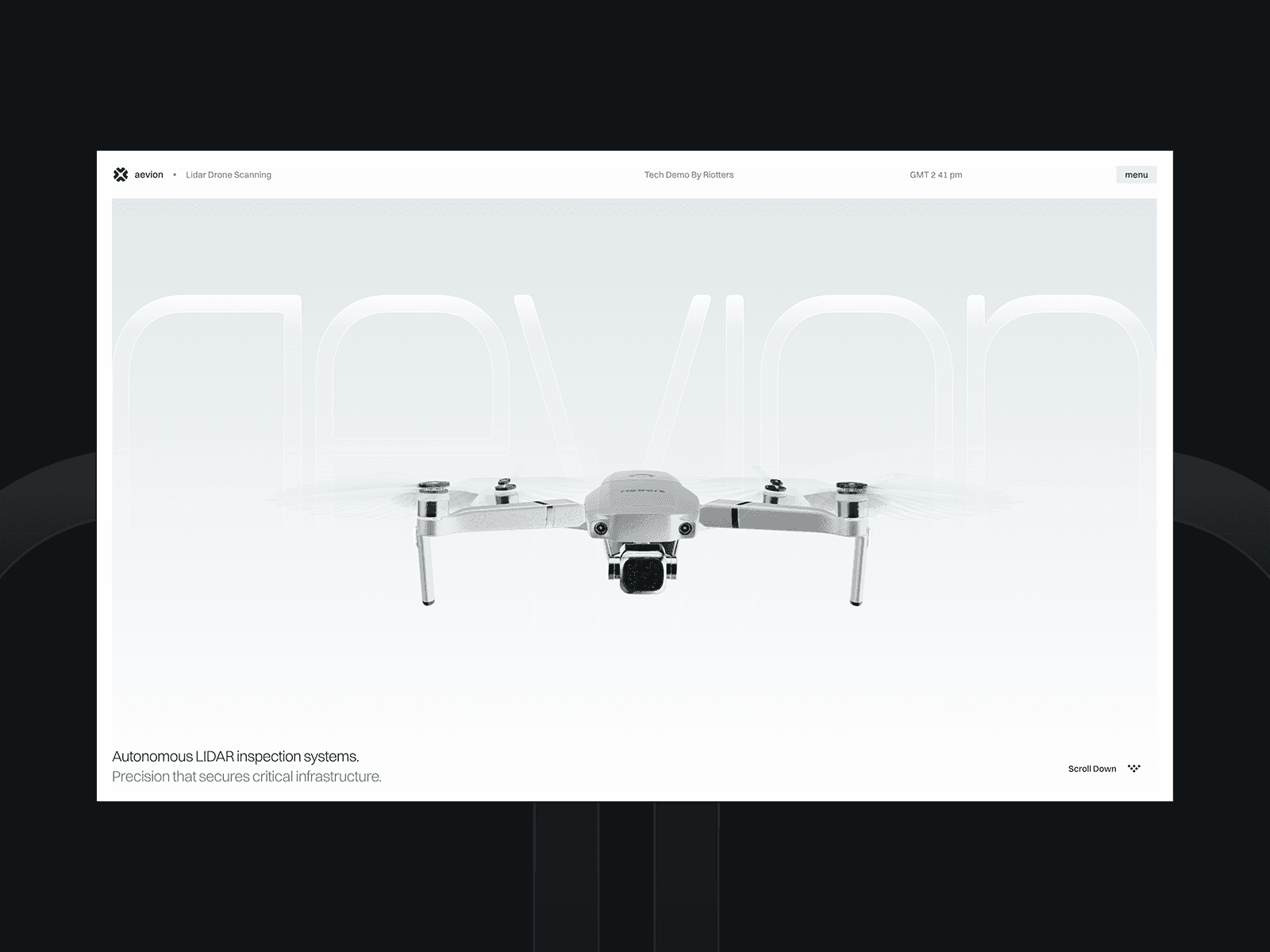 Aevion — autonomous LiDAR inspection drone 데스크톱 화면