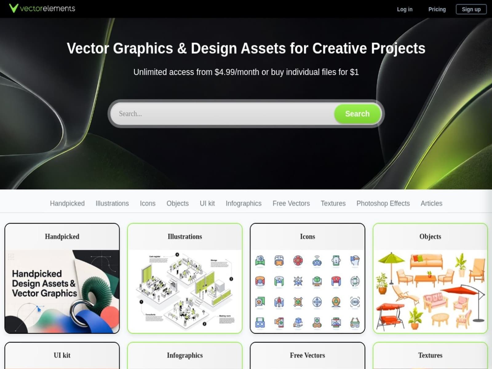 Vector Illustrations, Icons & Free Graphics | Vectorelements 데스크톱 화면