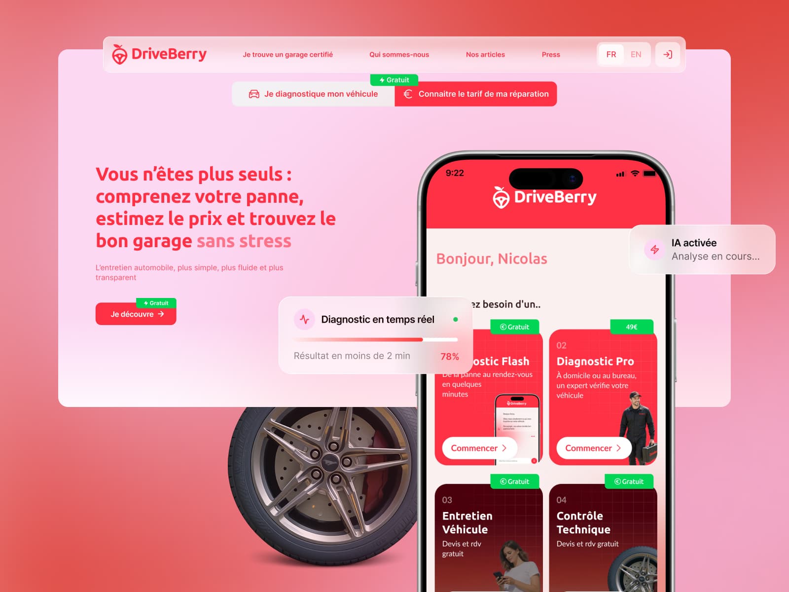 DriveBerry - L'entretien auto simplifié, garages certifiés 데스크톱 화면