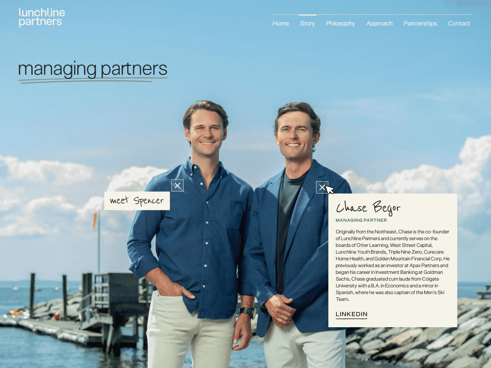 Lunchline Partners, enduring growth, real impact. 데스크톱 화면