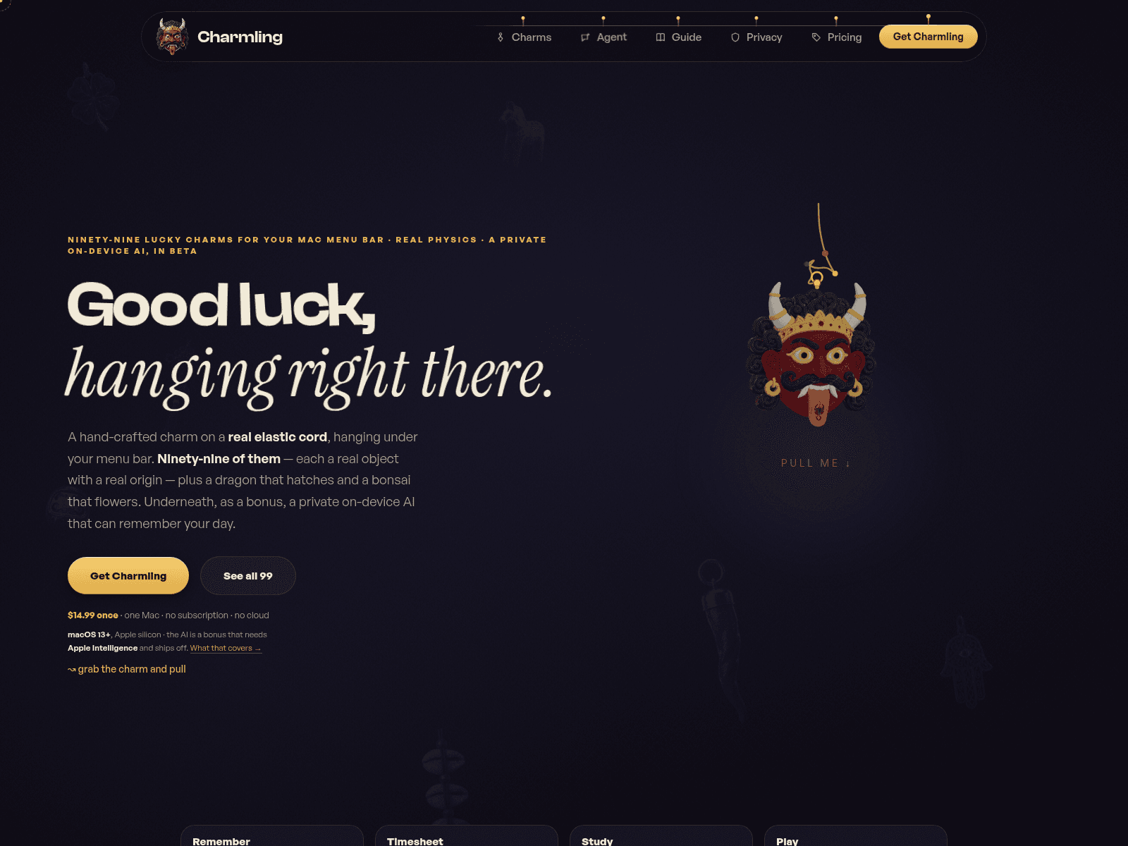 Charmling — a lucky charm for your Mac's menu bar 데스크톱 화면