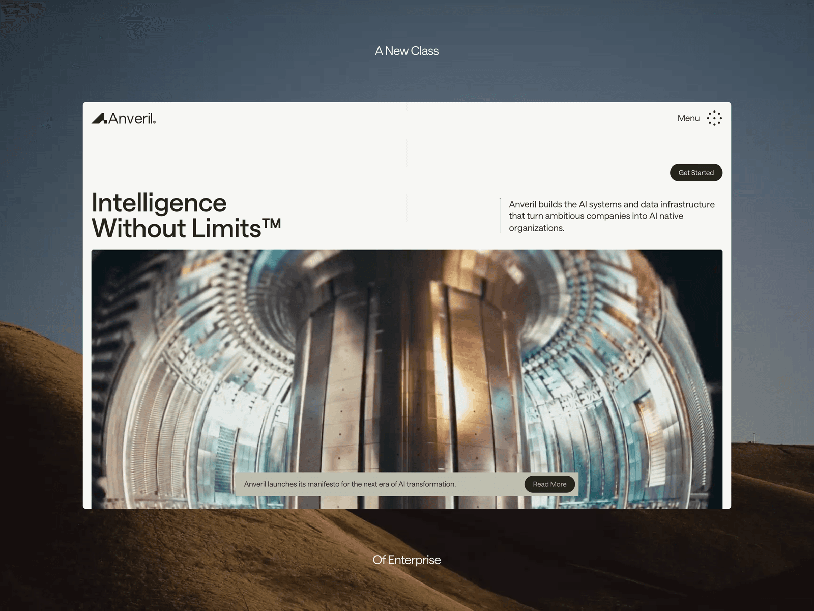 Anveril | Enterprise AI Transformation & Infrastructure 데스크톱 화면
