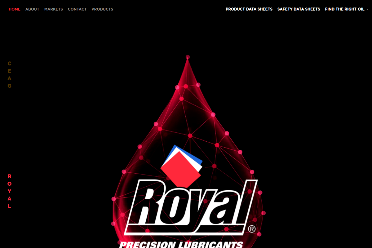 Royallubricants 데스크톱 화면