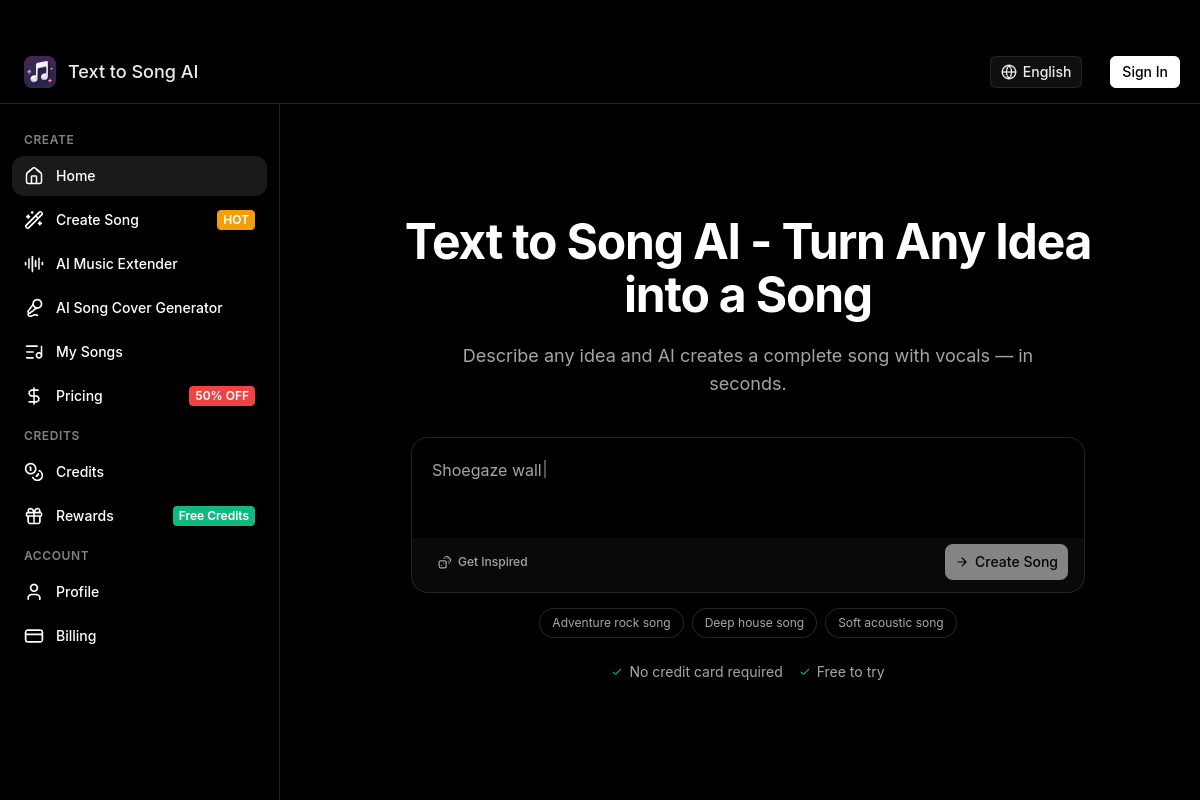 Texttosong 데스크톱 화면