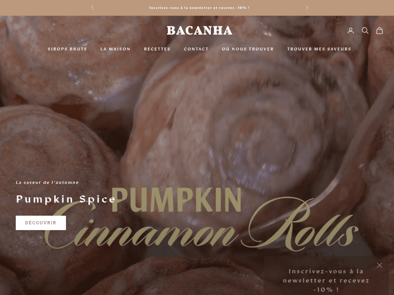 Bacanha Syrups 웹사이트 데스크톱 화면 스크린샷 — 레트로, 3D 스타일