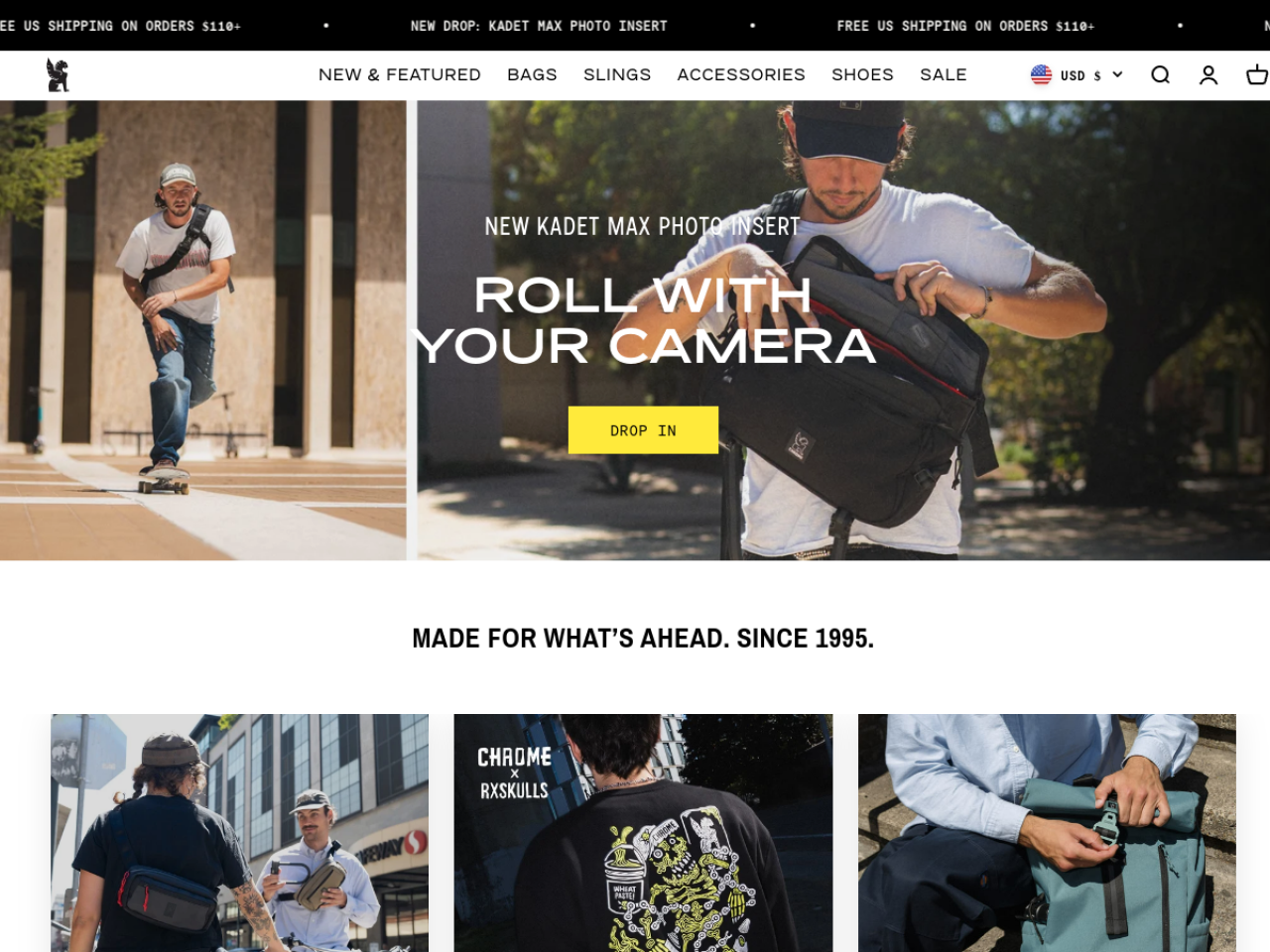Chromeindustries 웹사이트 데스크톱 화면 스크린샷 — 컬러풀, 레트로 스타일