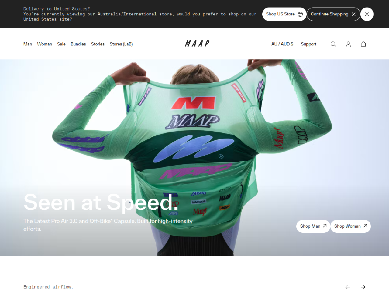MAAP Cycling 웹사이트 데스크톱 화면 스크린샷 — 컬러풀, 레트로 스타일