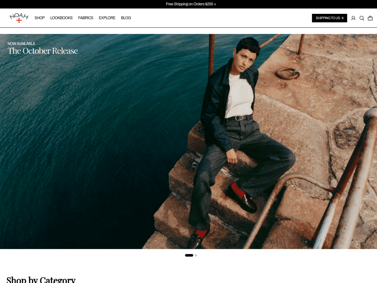 Noah Clothing 웹사이트 데스크톱 화면 스크린샷 — 미니멀 스타일