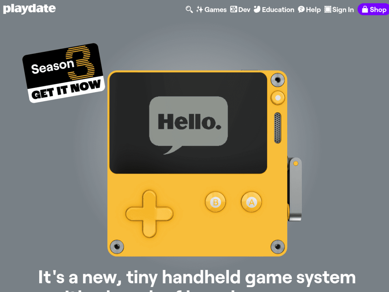 Playdate Panic 웹사이트 데스크톱 화면 스크린샷 — 플레이풀, 모노크롬 스타일