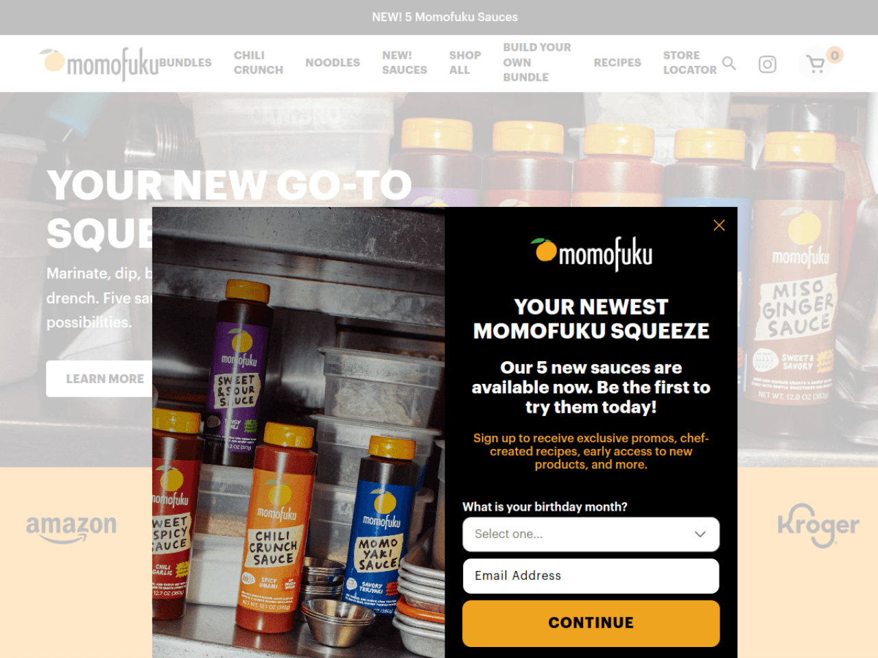 Momofuku Goods 웹사이트 데스크톱 화면 스크린샷 — 플레이풀, 브루탈리즘 스타일